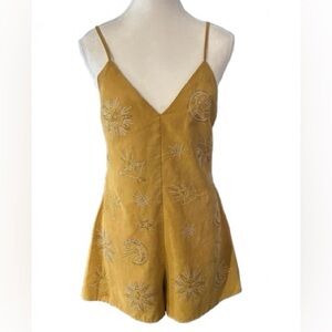 Sparkly Sun & Moon Shorts Romper Celestial Angel Biba Mustard Yellow Studs Small